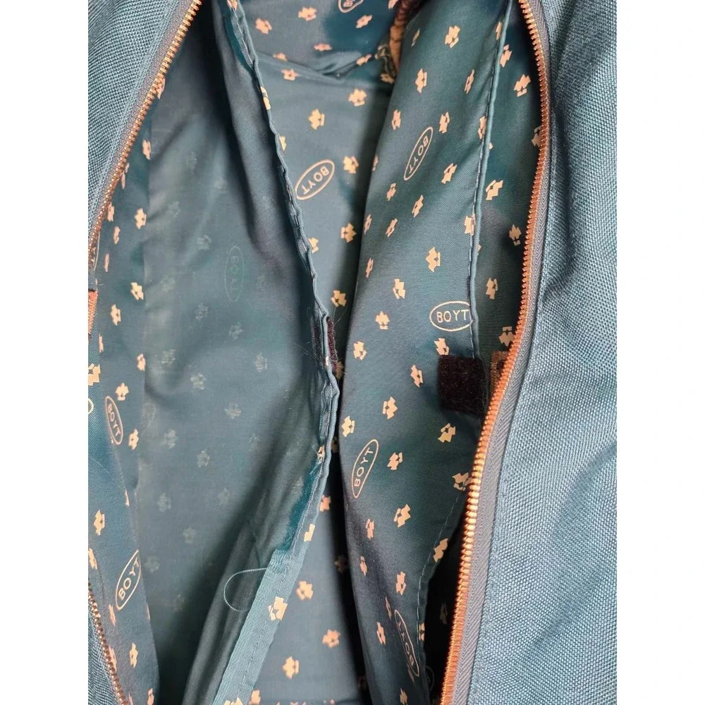 BOYT Duffle Bag Green Canvas Tan Leather Travel Carry On‎ Made In USA Iowa